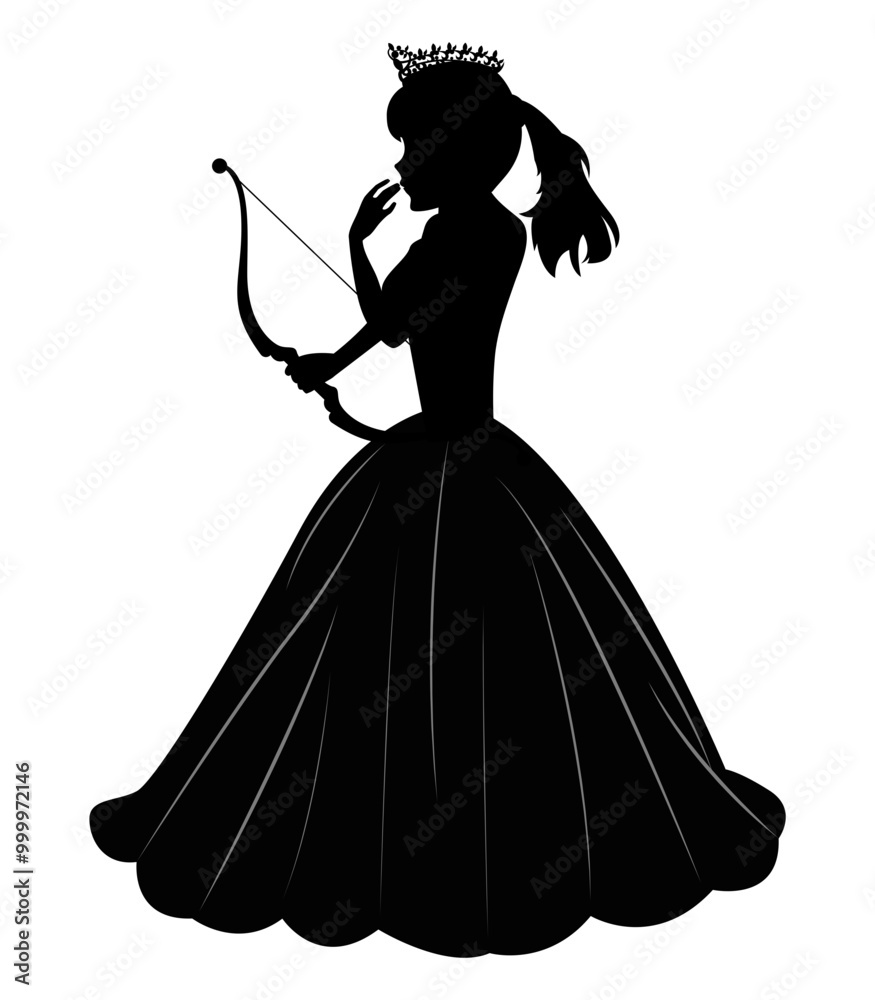 Cute Princess Silhouette With Aroow Cute Princess Silhouette With Aroow