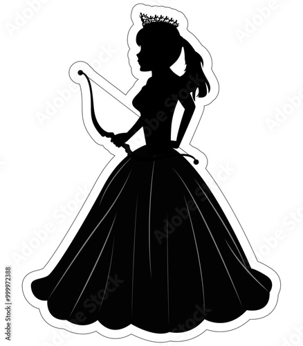 Cute Princess Silhouette With Aroow photo