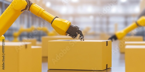 A robotic arm interacts wit...
