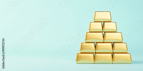 A pyramid of shiny gold bar...