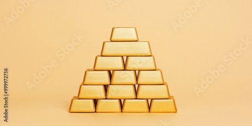 A pyramid of gold bars agai...