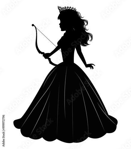 Cute Princess Silhouette With Aroow