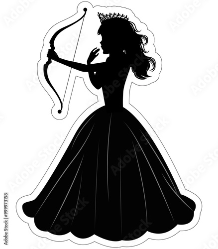 Cute Princess Silhouette With Aroow photo