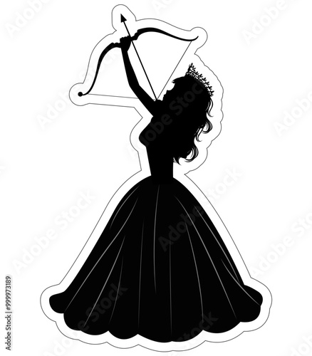 Cute Princess Silhouette With Aroow photo