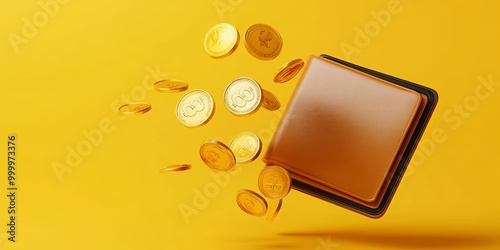 A gold-colored wallet spill...
