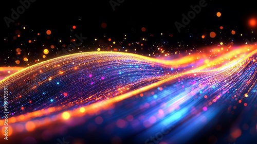 Bright, flowing waves of co...