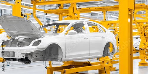 A modern car assembly line ...