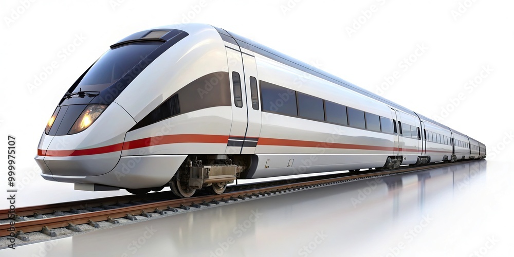 Naklejka premium High speed modern train on white background minimalist design