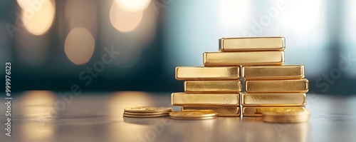 Stacked Gold Wealth Exclusive Financial Planning Imagery for Luxury Savings and Wealth Management - Ideal for Investment and Financial Services Marketing
