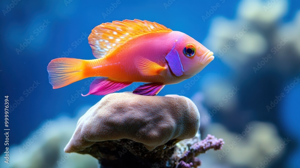 Vibrant Fish Swimming in Coral Reef Environment Vibrant Fish Swimming in Coral Reef Environment