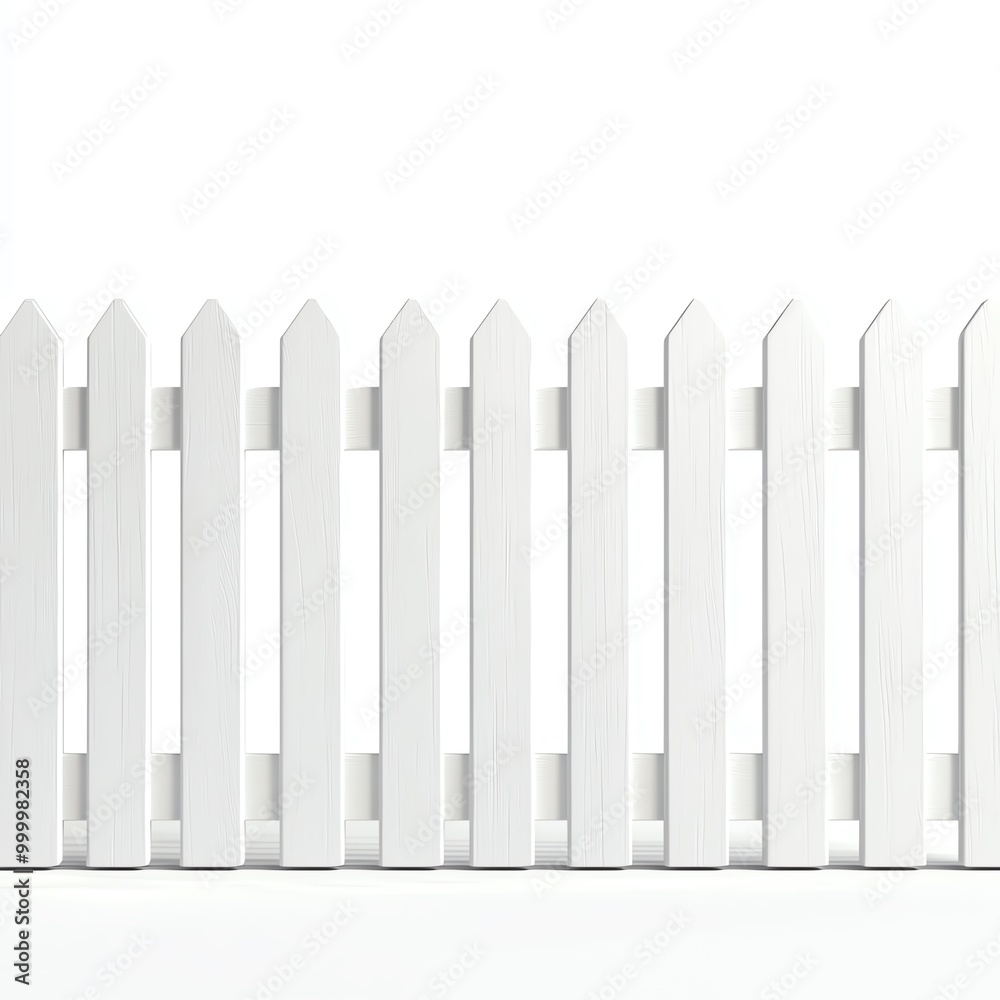White wooden fence on a clean white isolated background. White wooden fence on a clean white isolated background.