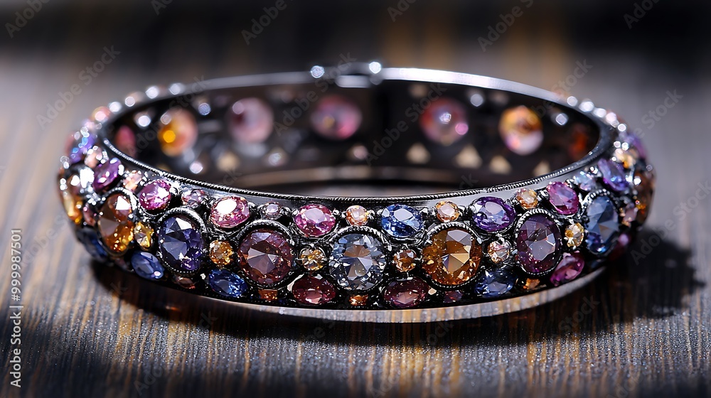 Elegant Gemstone-Encrusted Cuff Bracelet Elegant Gemstone-Encrusted Cuff Bracelet