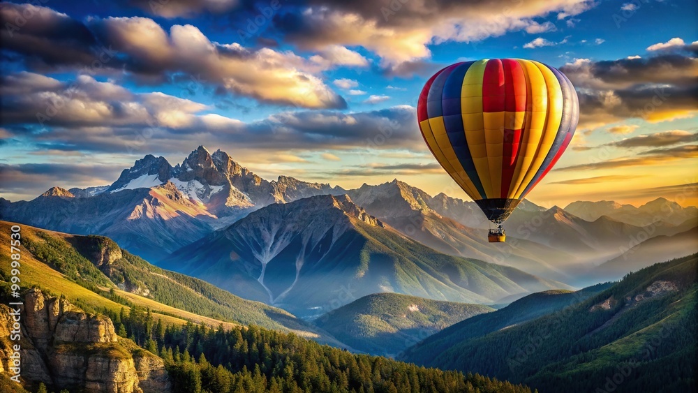 Fototapeta premium Hot air balloon flying