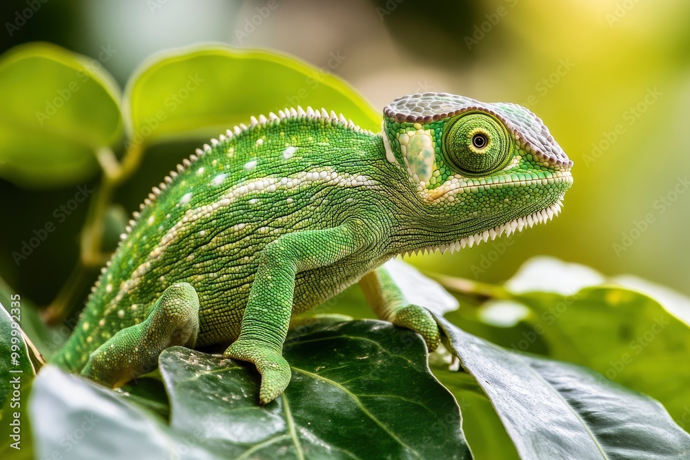 Obraz premium Green chameleon india -generative ai