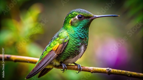 Hummingbird Beija flor Topetinho verde Lophornis chalybeus from a high angle view photo