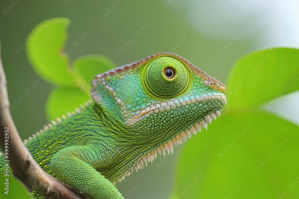 Fototapeta premium Green chameleon india -generative ai