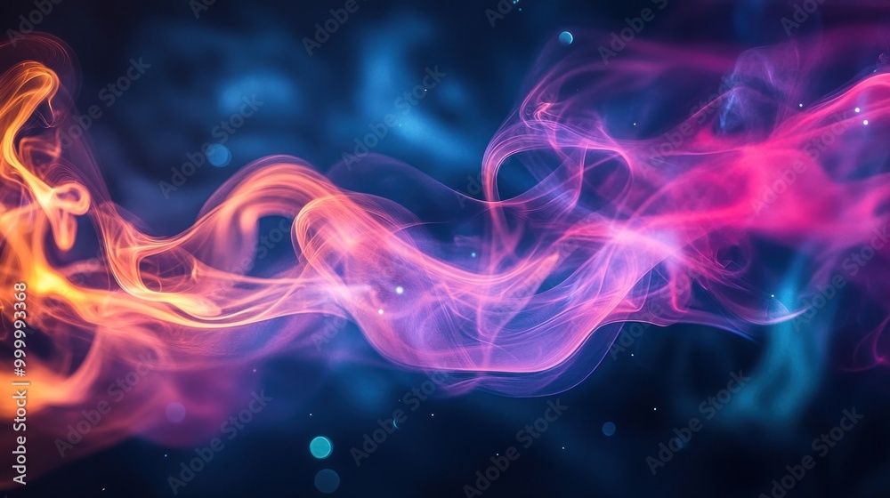 Abstract colorful smoke swirling against a dark background, creating a dynamic visual effect. Abstract colorful smoke swirling against a dark background, creating a dynamic visual effect.