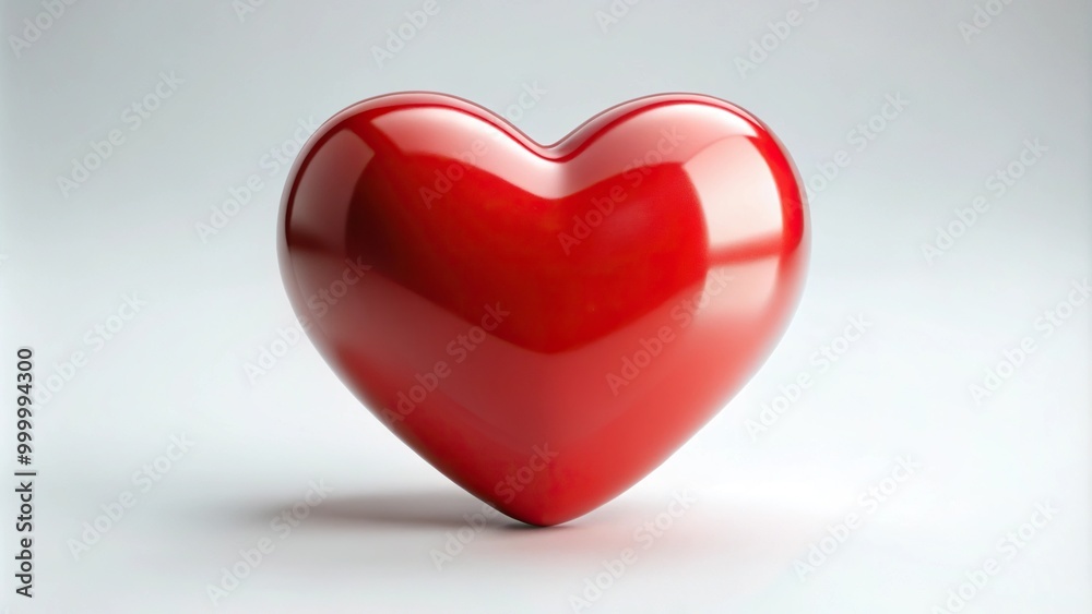 Hyper realistic red heart on white background, isolated for compositions, silhouette Hyper realistic red heart on white background, isolated for compositions, silhouette