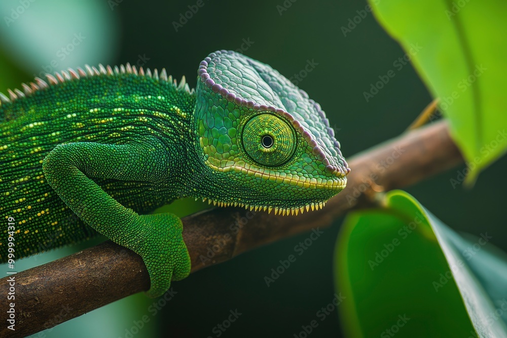 Fototapeta premium Green chameleon india -generative ai