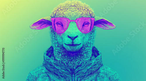 A sheep wearing cool sunglasses.