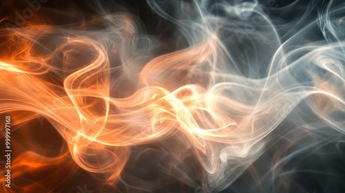 Abstract swirling smoke in orange and white tones, creating a dynamic visual effect.