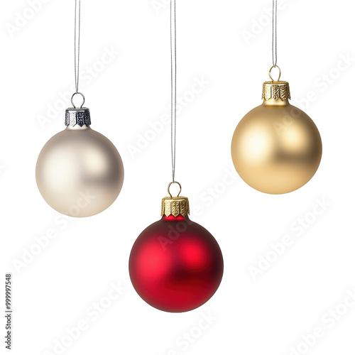 Decorative Christmas Ornaments on Transparent Background