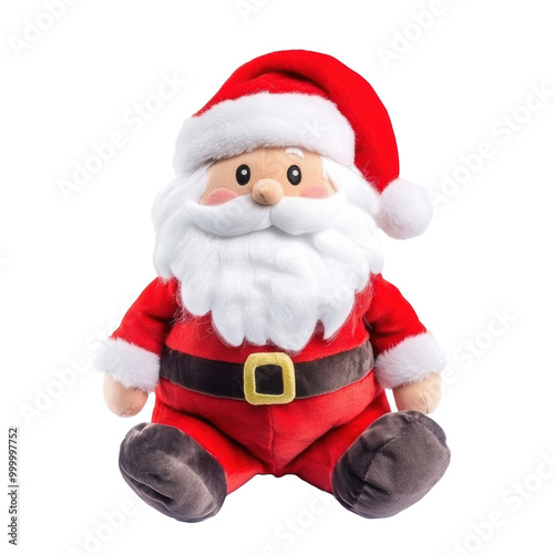 Cute Santa Claus Plush Toy on Transparent Background