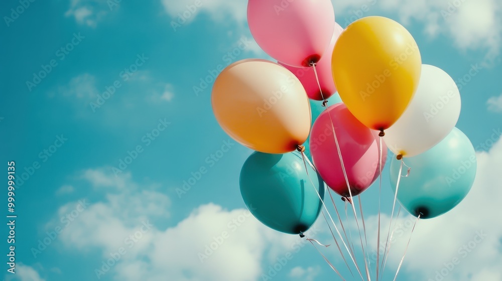 A vibrant image of various colorful balloons suspended in the air with a clear blue sky backdrop, evoking a sense of joy, freedom, and celebration. A vibrant image of various colorful balloons suspended in the air with a clear blue sky backdrop, evoking a sense of joy, freedom, and celebration.