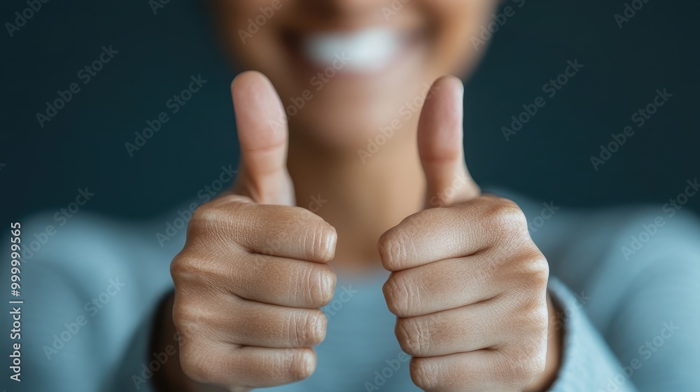 A close-up image of someone giving two thumbs-up with a smile, reflecting positivity, approval, and encouragement, symbolizing motivation and satisfaction. A close-up image of someone giving two thumbs-up with a smile, reflecting positivity, approval, and encouragement, symbolizing motivation and satisfaction.