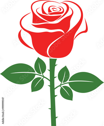 Rose logo.  Isolated rose on white background