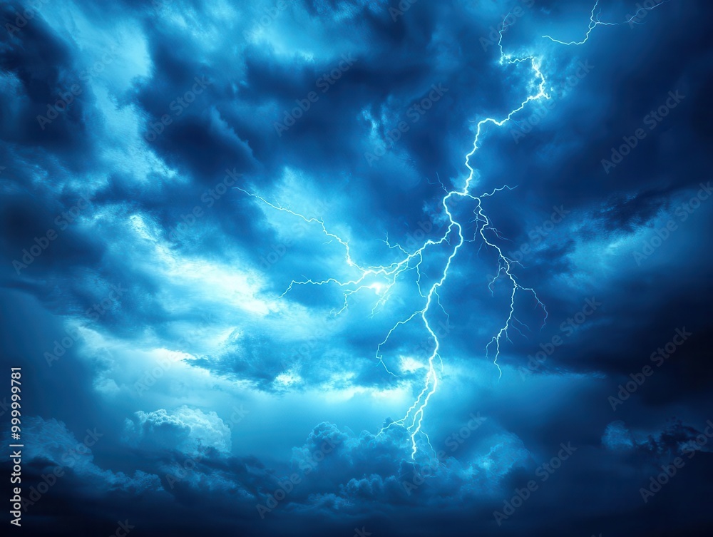 Dramatic night sky split by a brilliant bolt of forked lightning, illuminating storm clouds and creating a spectacular display of natural power and beauty Dramatic night sky split by a brilliant bolt of forked lightning, illuminating storm clouds and creating a spectacular display of natural power and beauty