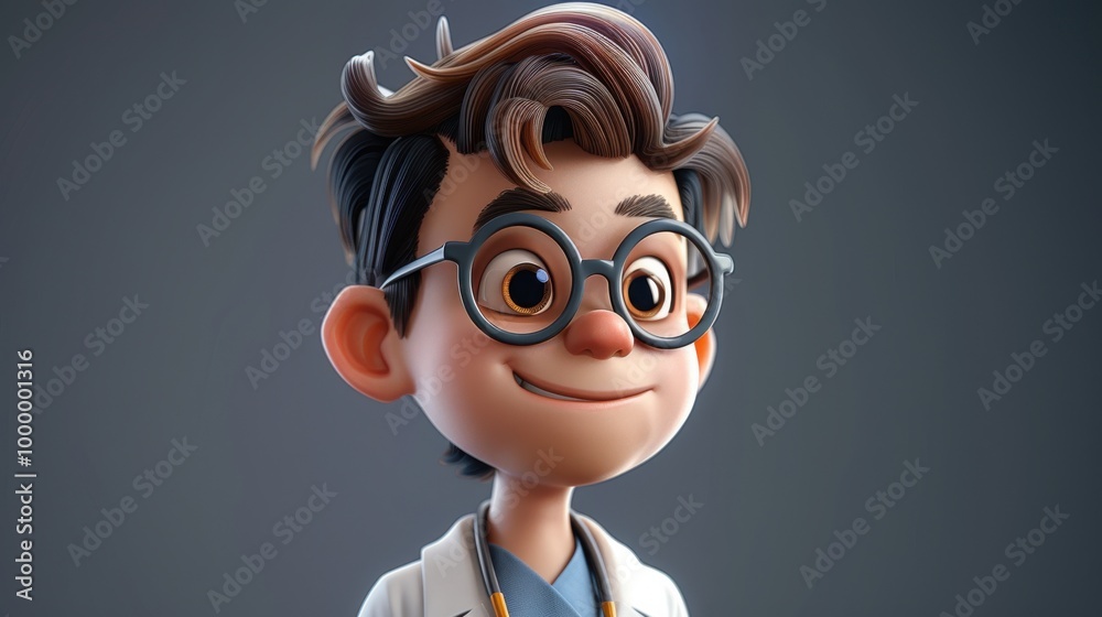 Smiling young doctor with glasses in studio Smiling young doctor with glasses in studio