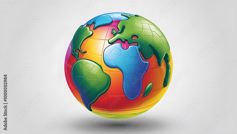 A vibrant, colorful 3D cartoon-style globe of the Earth A vibrant, colorful 3D cartoon-style globe of the Earth