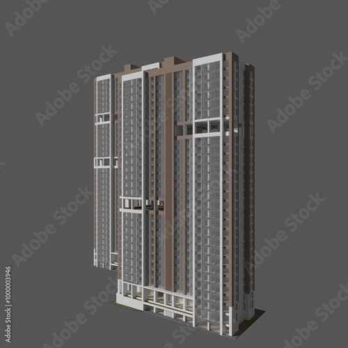 3d Render Tower Apartement skyscraper