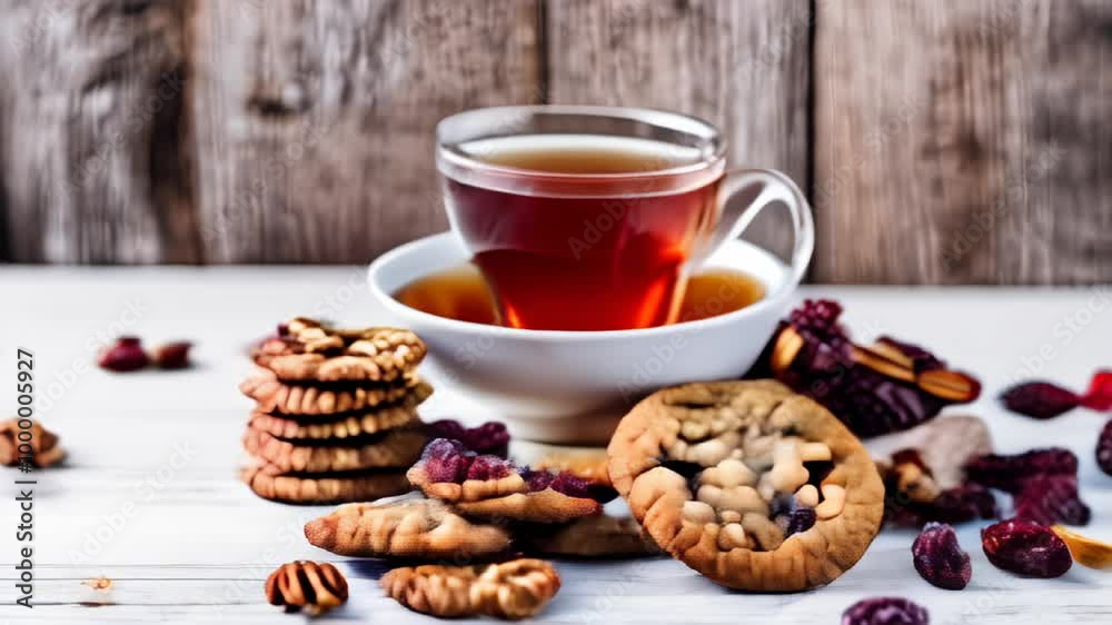 Cozy up with a warm cup of tea and a delicious cookie Cozy up with a warm cup of tea and a delicious cookie