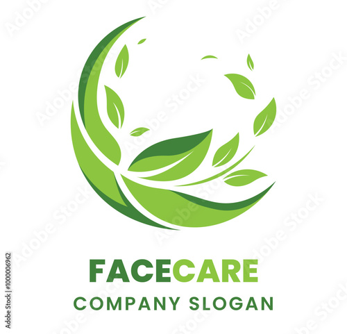 Circle Earth with plant graphic element. Flowing leaves logo icon design, ecology symbol, sign for green Earth Day, nature globe and greening earth logo template. Organic Leaf Circle Simple Emblem