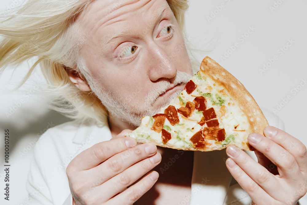 man eating pizza, surprised expression, fun food concept, light background, light colors, casual setting, contemporary vibe, playful mood, food photography, lifestyle image man eating pizza, surprised expression, fun food concept, light background, light colors, casual setting, contemporary vibe, playful mood, food photography, lifestyle image