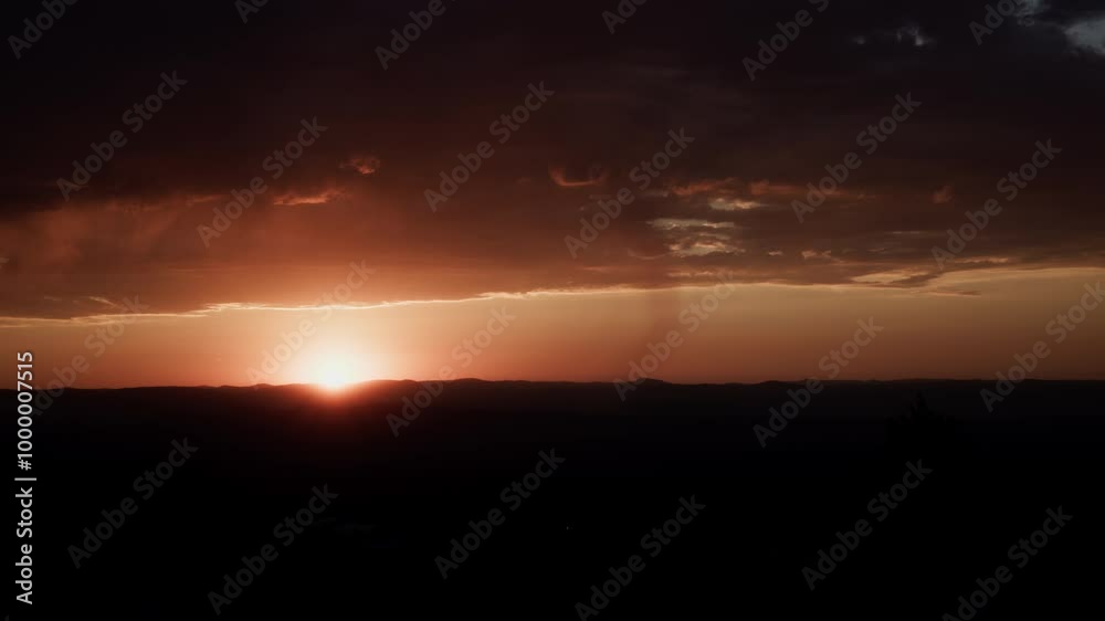 Spectacular Rainy Sunrise over Horizon in the High Desert Zoom In Spectacular Rainy Sunrise over Horizon in the High Desert Zoom In