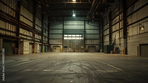 Empty Industrial Warehouse with Large Door