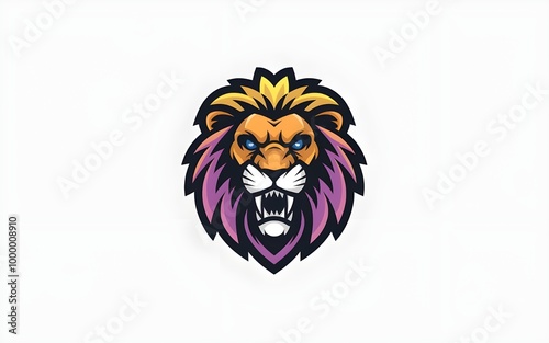 Vibrant Roaring Lion Head Mascot Logo on Transparent Background photo