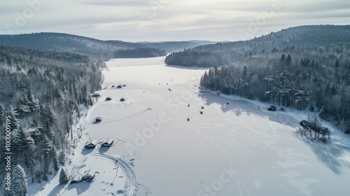 Frozen Lake in Winter Wonderland