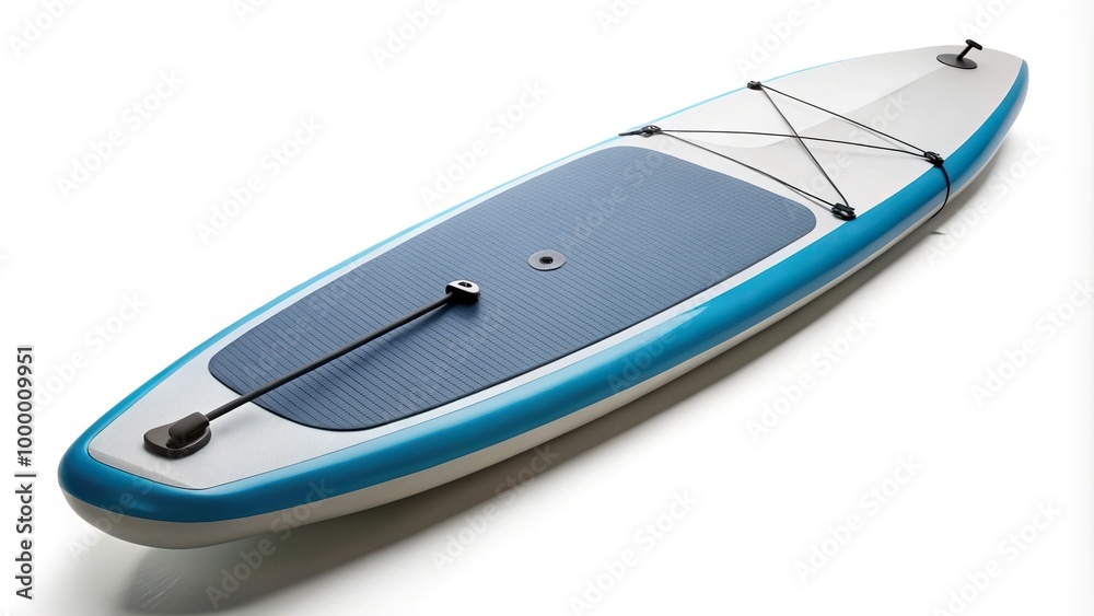 Inflatable stand up paddleboarding board isolated on white background Close-Up Inflatable stand up paddleboarding board isolated on white background Close-Up