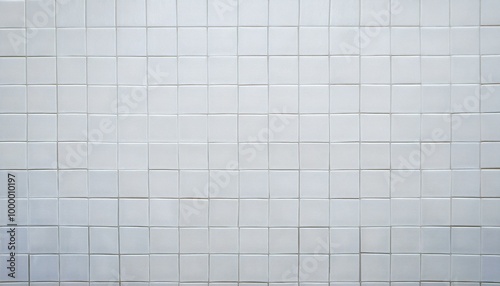 White tiles in the bathroom. Ceramic wall texture in the kitchen. Clean floor surface. Modern simple interior in a swimming pool or toilet. 