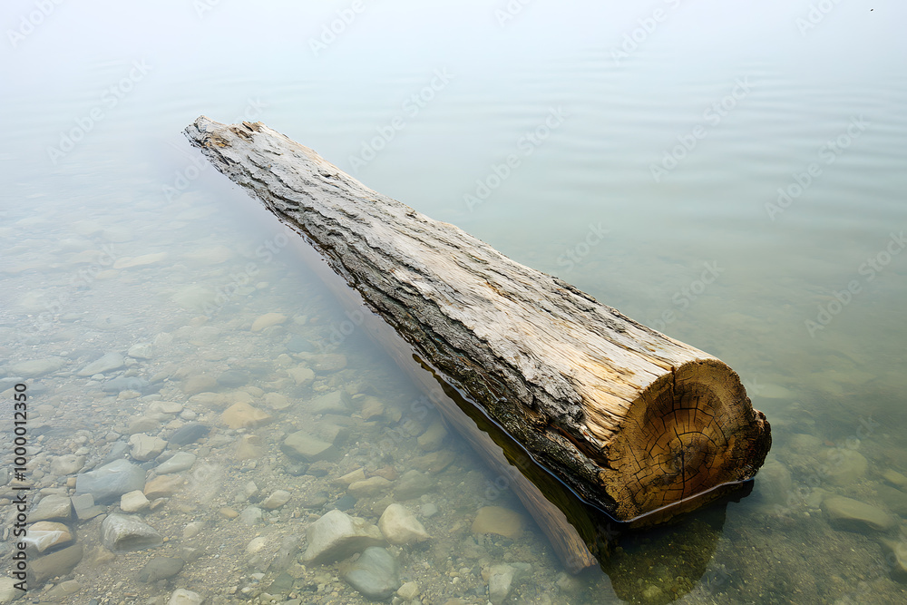 Wooden boat resting on the shore with blue sky and gentle waves Wooden boat resting on the shore with blue sky and gentle waves