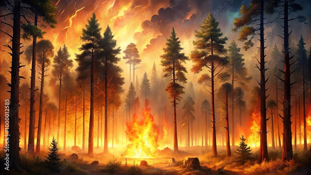 Intense scene of forests on fire Intense scene of forests on fire