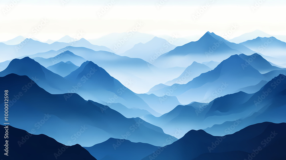 Blue misty mountains landscape, vector illustration. Misty Mountains. Illustration Blue misty mountains landscape, vector illustration. Misty Mountains. Illustration
