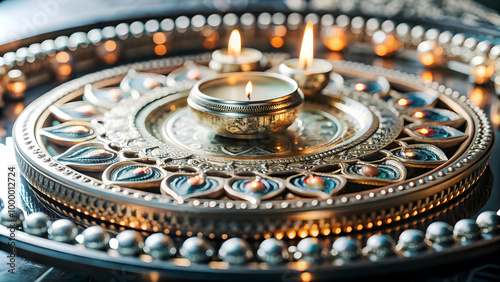 Glossy Festive Background with Bhai Dooj Diya Lighting: Vibrant Ritual Scene of Brother-Sister Duo with Smooth Camera Pan