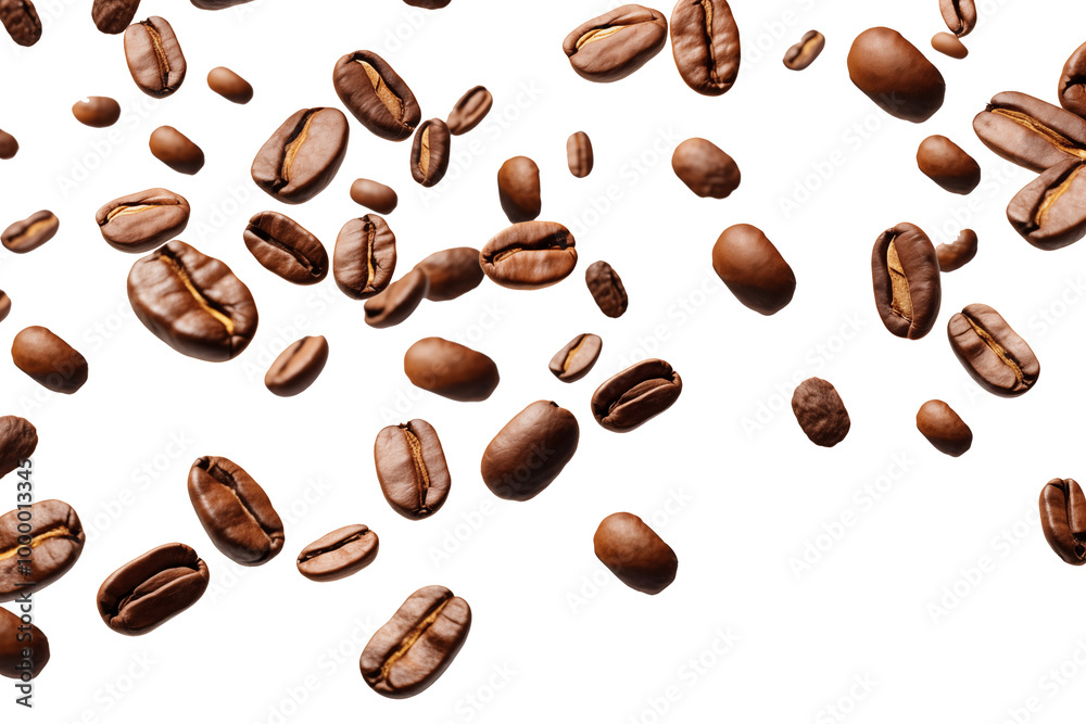 Flying falling coffee beans on TRANSPARENT PNG Flying falling coffee beans on TRANSPARENT PNG