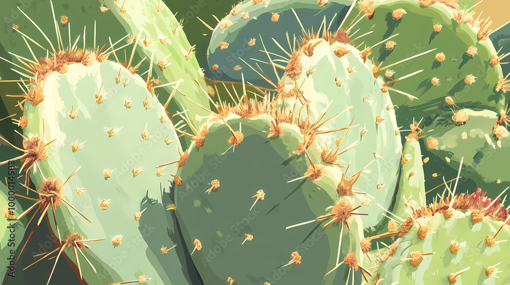Close up of a prickly cactus. Thorny Desert. Illustration Close up of a prickly cactus. Thorny Desert. Illustration