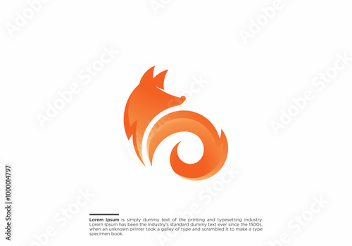 Elegant Fox Icon Logo Design Ideas with Swirling Tail, modern fox logo design, fox logo design idea